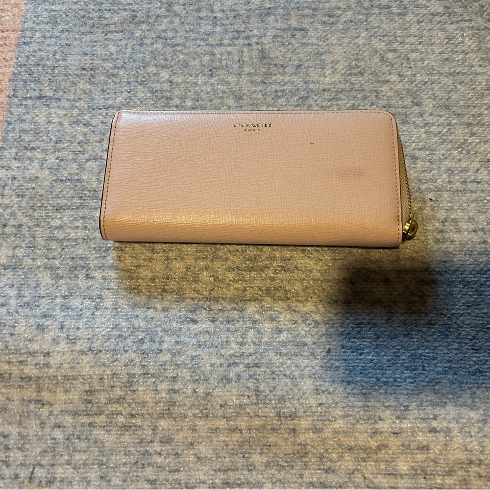 Coach Light Pink Full Zip Leather Women's Wallet
